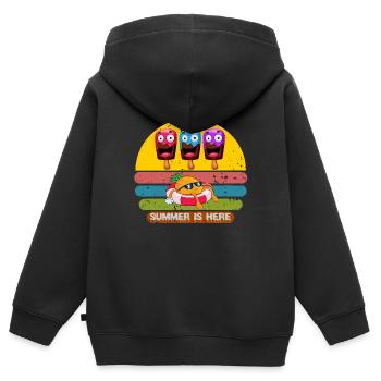 Der Sommer ist da - Kinder Premium Organic Zip Hoodie - Schwarz - Hinten - AI Model Kid Male (0cm)