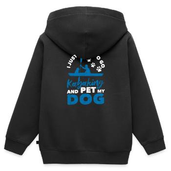 Ich will nur Kajak fahren und meinen Hund - Kinder Premium Organic Zip Hoodie - Schwarz - Hinten - AI Model Kid Male (0cm)