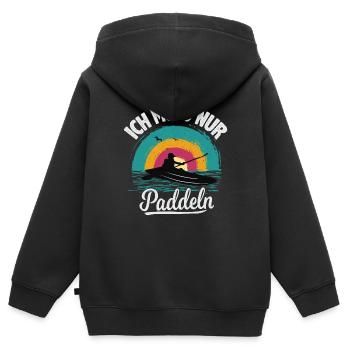 Kanu Kajak Ich muss nur Paddeln - Kinder Premium Organic Zip Hoodie - Schwarz - Hinten - AI Model Kid Male (0cm)