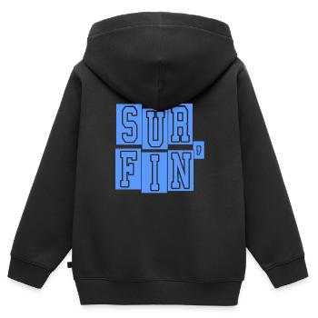 SURFIN' Classic Surfing Designs T-Shirt Present - Kinder Premium Organic Zip Hoodie - Schwarz - Hinten - AI Model Kid Male (0cm)