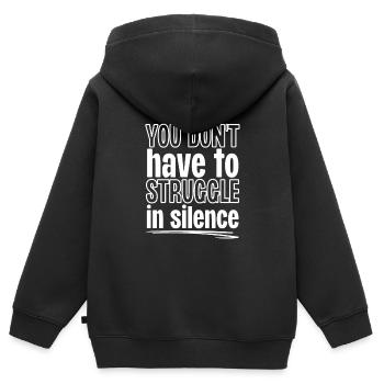 Du musst nicht im Stillen kämpfen - Kinder Premium Organic Zip Hoodie - Schwarz - Hinten - AI Model Kid Male (0cm)