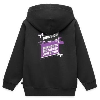 Burnouts Or Bows Gender Reveal Party - Sweat Premium à capuche zippé enfant bio - noir - Dos - AI Model Kid Male (0cm)
