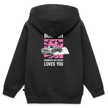 Burnouts Or Bows Gender Reveal Party - Sweat Premium à capuche zippé enfant bio - noir - Dos - AI Model Kid Male (0cm)