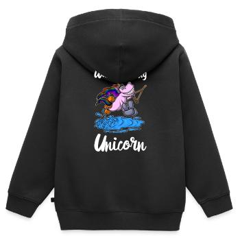 Wakeboarder Wakeboard Licorne Wakeboard - Sweat Premium à capuche zippé enfant bio - noir - Dos - AI Model Kid Male (0cm)