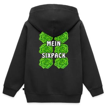 SALAT MEIN SIXPACK - Kinder Premium Organic Zip Hoodie - Schwarz - Hinten - AI Model Kid Male (0cm)