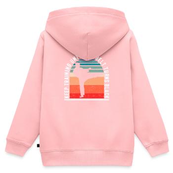 Keep exercising until the belt turns black - Kids Premium Organic Zip-up Hoodie - rose - Back - AI Model Kid Female (0cm)