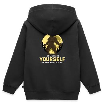 Glaube an dich selbst - Kinder Premium Organic Zip Hoodie - Schwarz - Hinten - AI Model Kid Male (0cm)