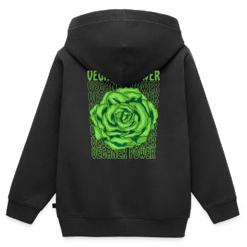 SALADE VEGAN POWER - Sweat Premium à capuche zippé enfant bio - noir - Dos - AI Model Kid Male (0cm)