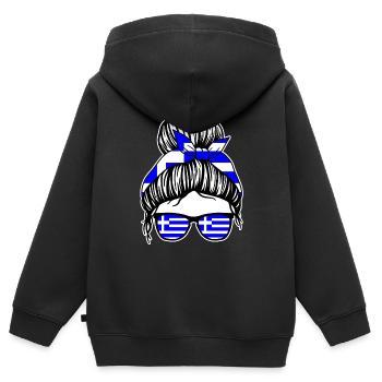 Grèce grecque Grèce - Sweat Premium à capuche zippé enfant bio - noir - Dos - AI Model Kid Male (0cm)