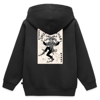 JOKER Karte Spielkarten Joker - Kinder Premium Organic Zip Hoodie - Schwarz - Hinten - AI Model Kid Male (0cm)