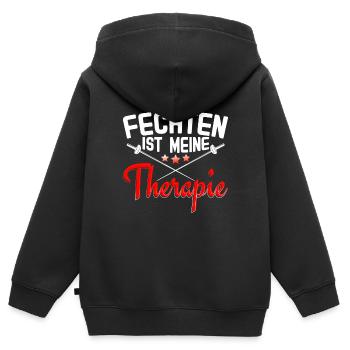 Fechten ist meine Therapie Fechtsport - Kinder Premium Organic Zip Hoodie - Schwarz - Hinten - AI Model Kid Male (0cm)