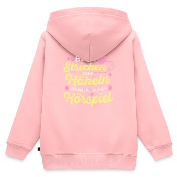 Beim Sticken wird alles zum Hörspiel Strickerin - Kinder Premium Organic Zip Hoodie - Rosa - Hinten - AI Model Kid Female (0cm)