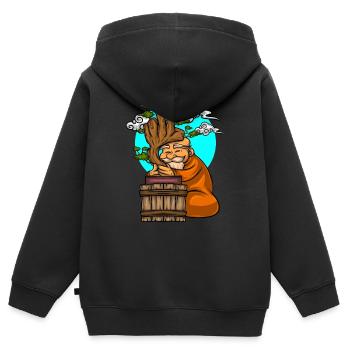 Arbres miniatures Bonsaï Majeur - Sweat Premium à capuche zippé enfant bio - noir - Dos - AI Model Kid Male (0cm)