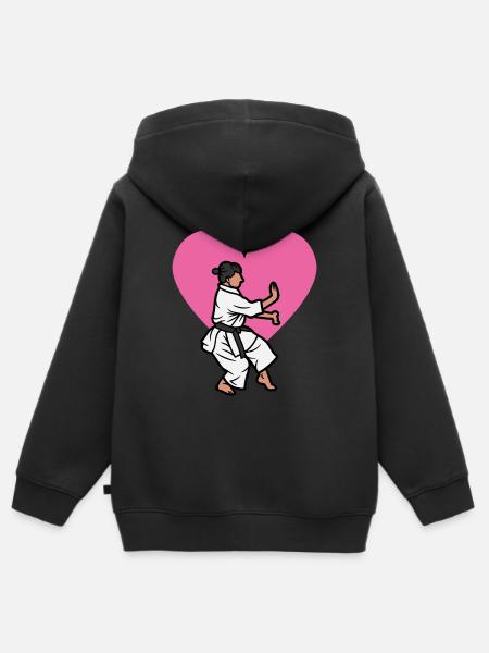 Karate love - idee cadeau karate - Premium børne zip-hættetrøje økologisk - sort