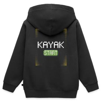 kayak pixel start - Sweat Premium à capuche zippé enfant bio - noir - Dos - AI Model Kid Male (0cm)