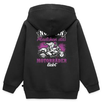 Nur ein Mädchen das Motorräder liebt - Bikerin Fra - Kinder Premium Organic Zip Hoodie - Schwarz - Hinten - AI Model Kid Male (0cm)