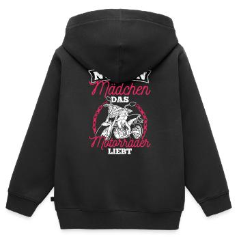 Nur ein Mädchen das Motorräder liebt - Bikerin Ges - Kinder Premium Organic Zip Hoodie - Schwarz - Hinten - AI Model Kid Male (0cm)