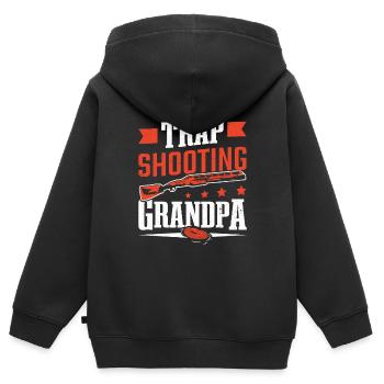 Shooting Opa Clay Skeet Schießen - Kinder Premium Organic Zip Hoodie - Schwarz - Hinten - AI Model Kid Male (0cm)