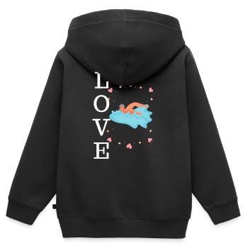 Comedy Schwimmen - Kinder Premium Organic Zip Hoodie - Schwarz - Hinten - AI Model Kid Male (0cm)