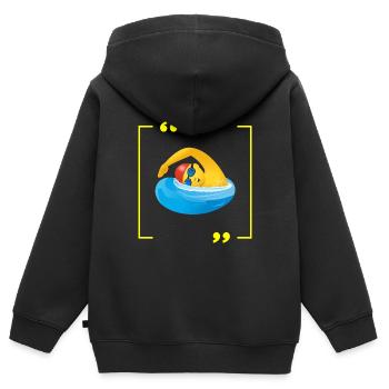 Comedy Schwimmen - Kinder Premium Organic Zip Hoodie - Schwarz - Hinten - AI Model Kid Male (0cm)