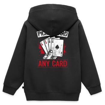 Kartenmagie Magier - Pick A Card Any Card Spruch - Kinder Premium Organic Zip Hoodie - Schwarz - Hinten - AI Model Kid Male (0cm)