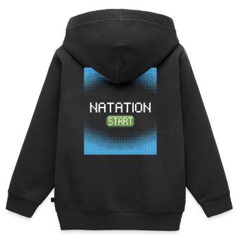 natation start pixel - Sweat Premium à capuche zippé enfant bio - noir - Dos - AI Model Kid Male (0cm)