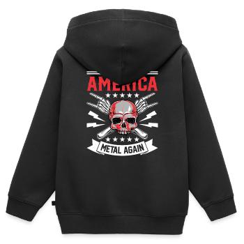 Skull - Make America Metal Again - Sweat Premium à capuche zippé enfant bio - noir - Dos - AI Model Kid Male (0cm)