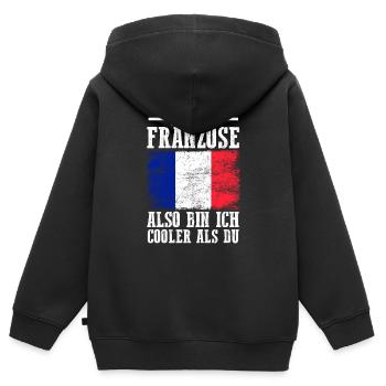 Frankreich Franzose Französisches - Kinder Premium Organic Zip Hoodie - Schwarz - Hinten - AI Model Kid Male (0cm)