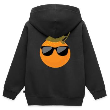 Coole Mandarine - Kinder Premium Organic Zip Hoodie - Schwarz - Hinten - AI Model Kid Male (0cm)