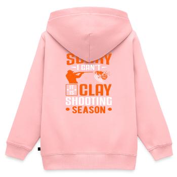 Shooting I Can’t Clay Skeet Saison de tir - Sweat Premium à capuche zippé enfant bio - rose - Dos - AI Model Kid Female (0cm)