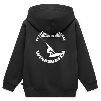 Windsurfer Surf Kitesurfer Windsurfing Cadeau - Sweat Premium à capuche zippé enfant bio - noir - Dos - AI Model Kid Male (0cm)
