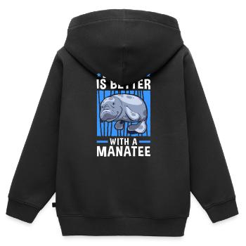 Tout va mieux avec les mammifères marins lamantins - Sweat Premium à capuche zippé enfant bio - noir - Dos - AI Model Kid Male (0cm)