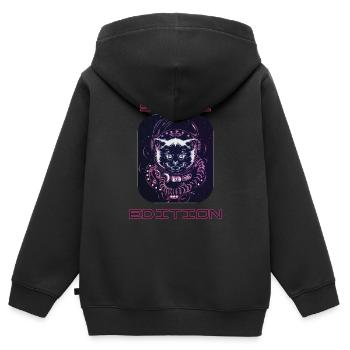 Space Cat - Kinder Premium Organic Zip Hoodie - Schwarz - Hinten - AI Model Kid Male (0cm)