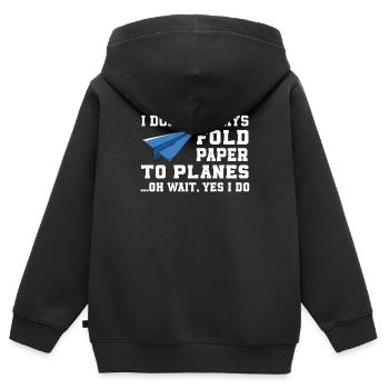 Origami Papierflieger - Kinder Premium Organic Zip Hoodie - Schwarz - Hinten - AI Model Kid Male (0cm)