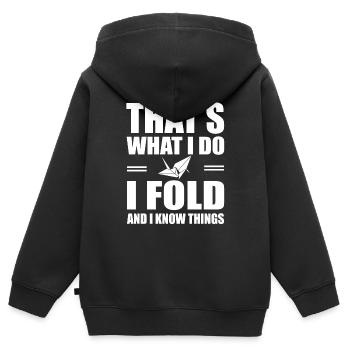 Origami - Kinder Premium Organic Zip Hoodie - Schwarz - Hinten - AI Model Kid Male (0cm)