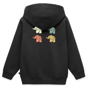 Origami Elefanten - Kinder Premium Organic Zip Hoodie - Schwarz - Hinten - AI Model Kid Male (0cm)