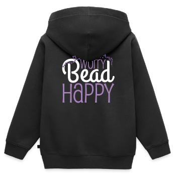 Dont Worry Bead Happy Beading Pun - Kids Premium Organic Zip-up Hoodie - black - Back - AI Model Kid Male (0cm)