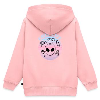 La vie d’un chef cuisinier au travail - Sweat Premium à capuche zippé enfant bio - rose - Dos - AI Model Kid Female (0cm)