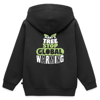 Trees Stop Global Warming - Kids Premium Organic Zip-up Hoodie - black - Back - AI Model Kid Male (0cm)