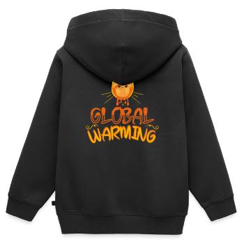 Warming Burning Earth - Kids Premium Organic Zip-up Hoodie - black - Back - AI Model Kid Male (0cm)