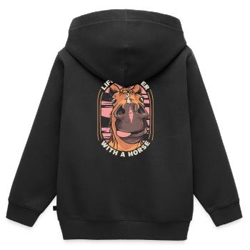 Pferd Pferde Reiten Pferdereiten Sprungreiten - Kinder Premium Organic Zip Hoodie - Schwarz - Hinten - AI Model Kid Male (0cm)