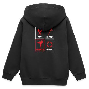 Lustige Kampfsportarten Japanisch Training Essen - Kinder Premium Organic Zip Hoodie - Schwarz - Hinten - AI Model Kid Male (0cm)