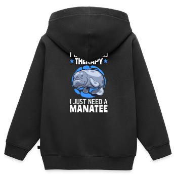 Seekühe sind meine Therapie Meeressäuger Seekuh - Kinder Premium Organic Zip Hoodie - Schwarz - Hinten - AI Model Kid Male (0cm)