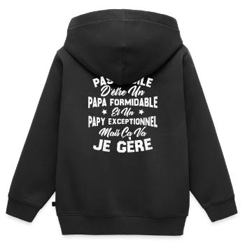 Un papa formidable et un papy exceptionnel - Sweat Premium à capuche zippé enfant bio - noir - Dos - AI Model Kid Male (0cm)
