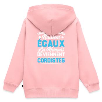 Les Meilleurs Hommes Deviennent Cordistes - Sweat Premium à capuche zippé enfant bio - rose - Dos - AI Model Kid Female (0cm)