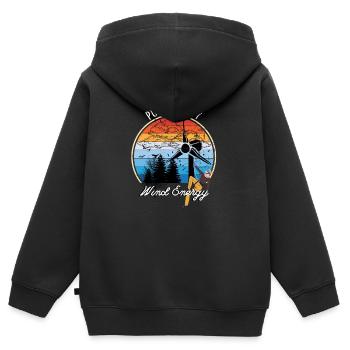Énergie pure - Énergie éolienne - Sweat Premium à capuche zippé enfant bio - noir - Dos - AI Model Kid Male (0cm)