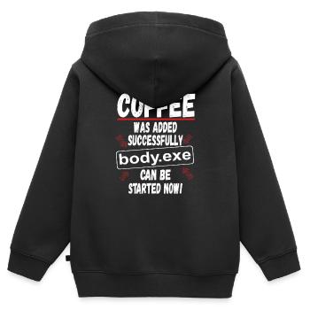 Café Informaticien Cadeau Drôle Dicton - Sweat Premium à capuche zippé enfant bio - noir - Dos - AI Model Kid Male (0cm)