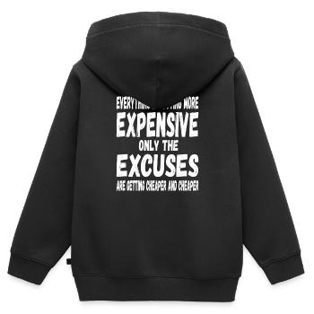 Alles wird Teurer nur die Ausreden werden Billiger - Kinder Premium Organic Zip Hoodie - Schwarz - Hinten - AI Model Kid Male (0cm)