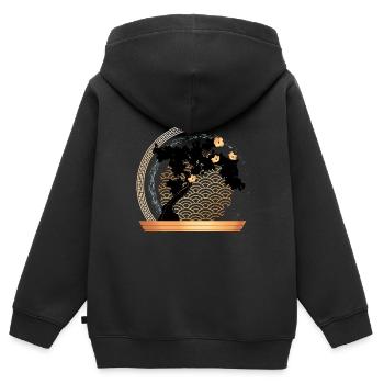 Baum - Kinder Premium Organic Zip Hoodie - Schwarz - Hinten - AI Model Kid Male (0cm)