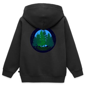 Baum - Kinder Premium Organic Zip Hoodie - Schwarz - Hinten - AI Model Kid Male (0cm)